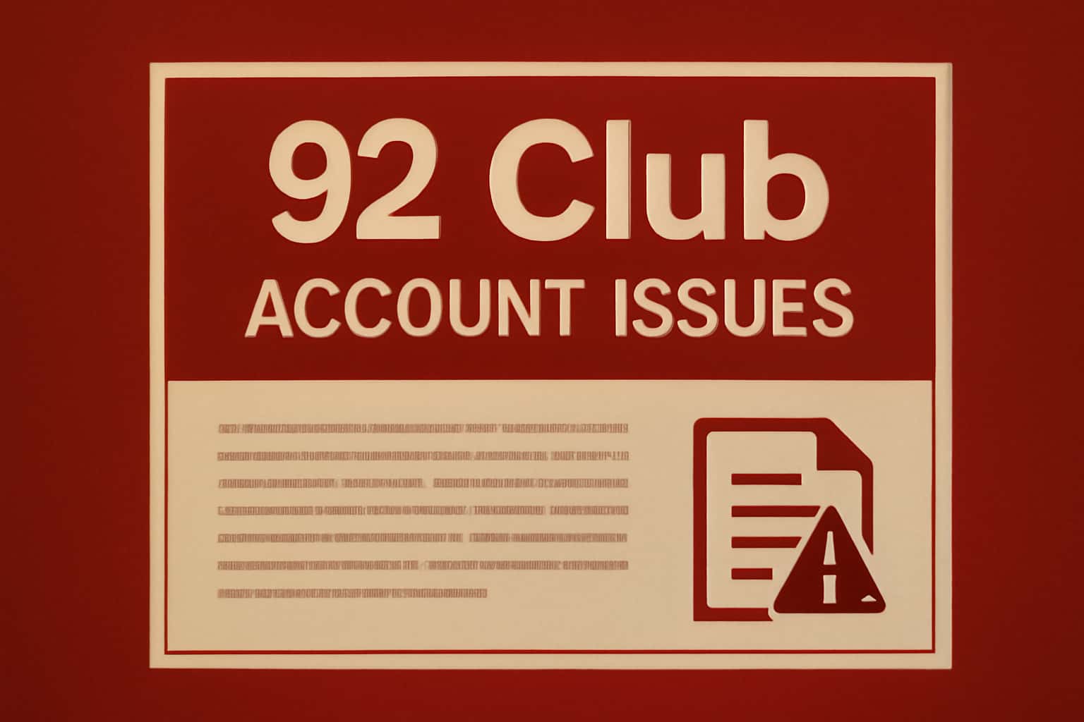 Visual representation of 92 Club Account Issues with relevant information.