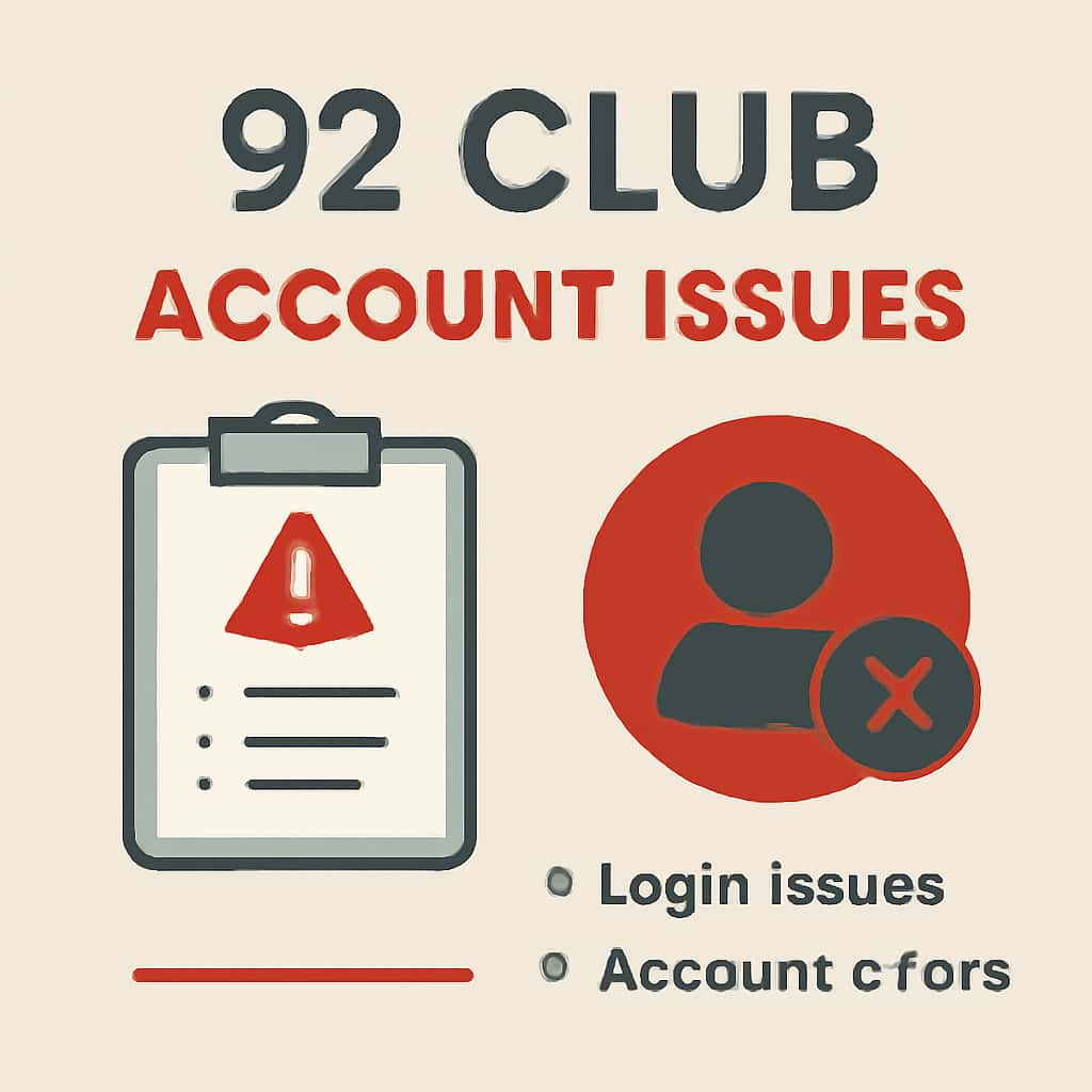 Illustration explaining common issues related to 92 Club accounts.