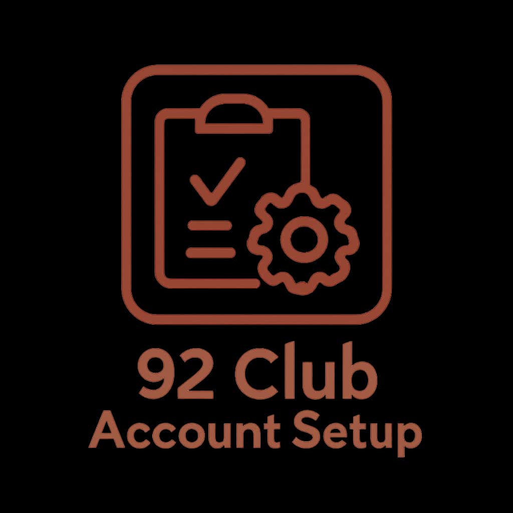 A badge representing guidance for 92 Club account setup.