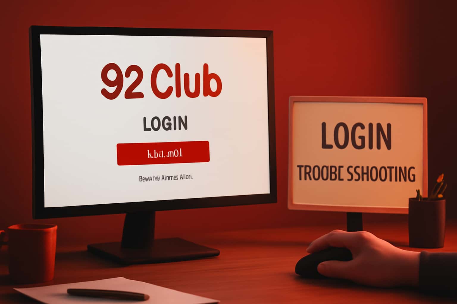 An illustrative representation of 92 Club login troubleshooting, showcasing a user interacting with a digital device.