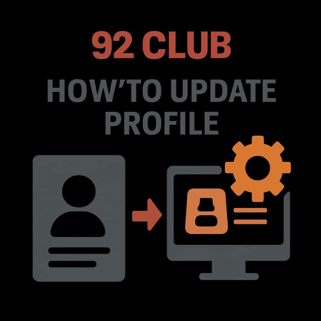 An educational diagram illustrating the steps to update a profile on 92 Club.