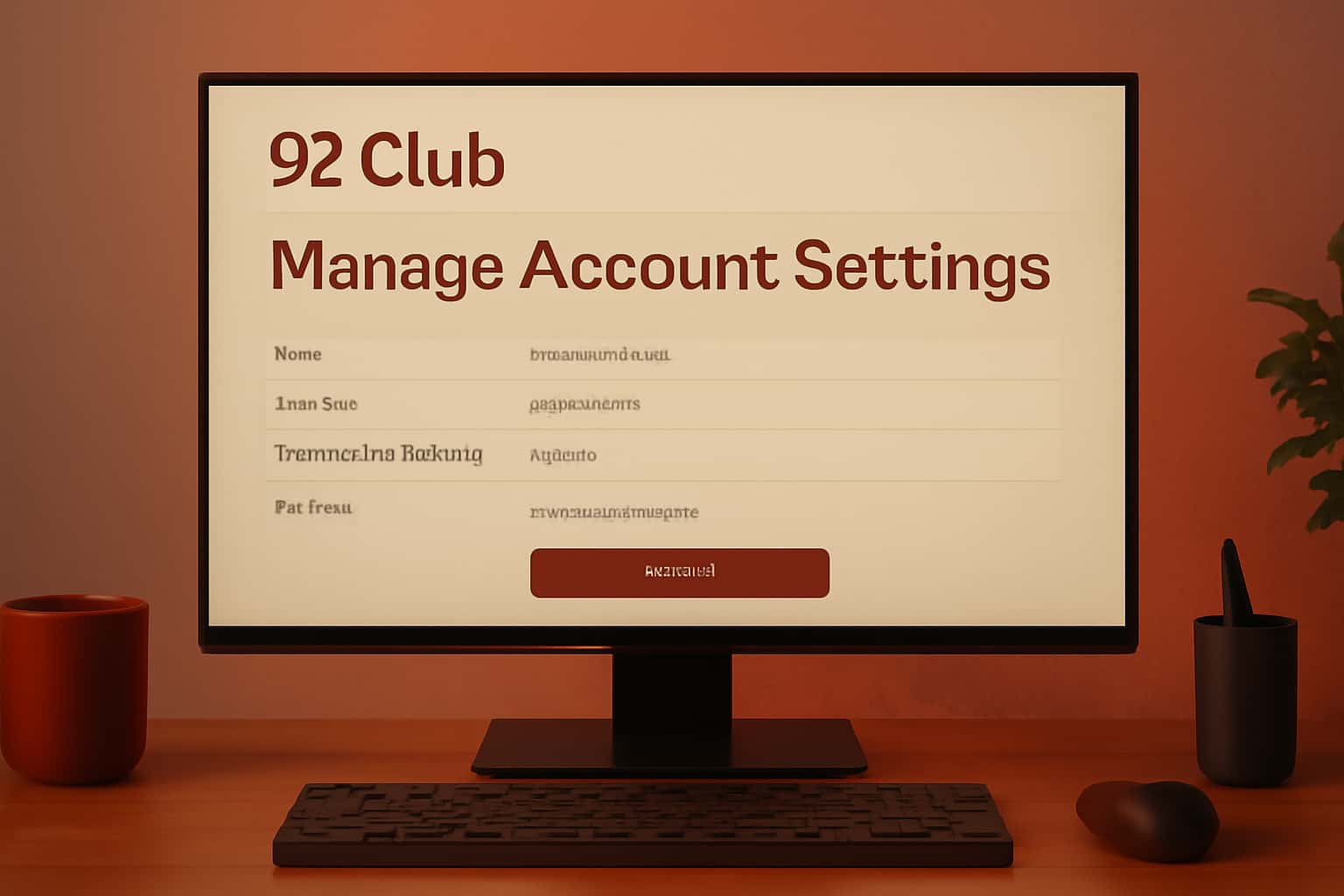 An illustrative scene displaying the concept of managing account settings for 92 Club.