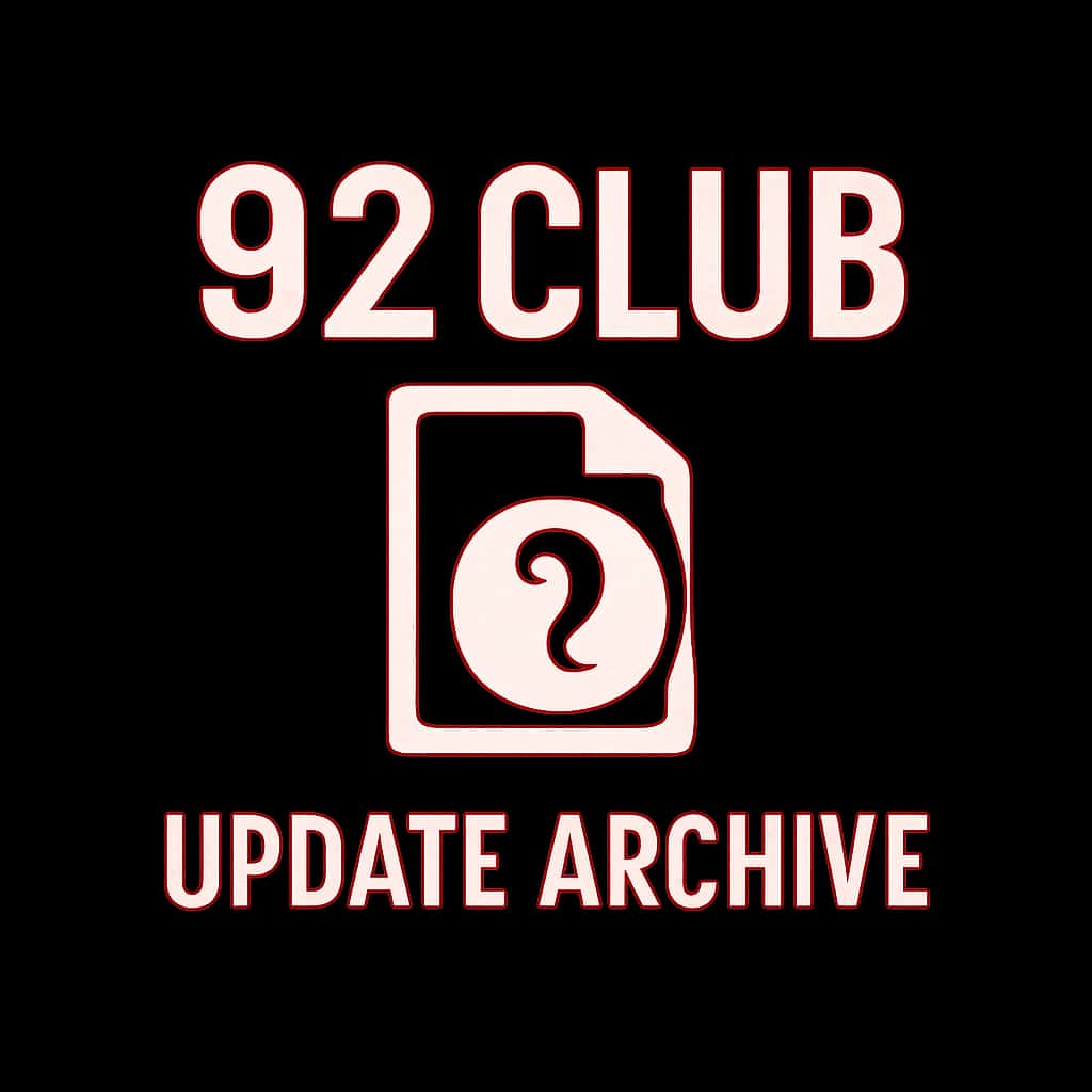 A professional badge representing the 92 Club Update Archive.